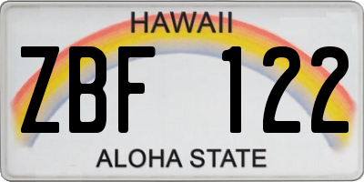 HI license plate ZBF122