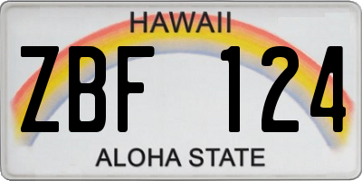 HI license plate ZBF124
