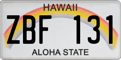 HI license plate ZBF131