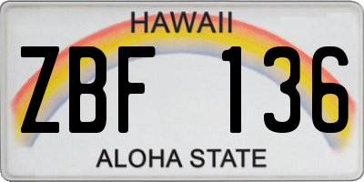 HI license plate ZBF136