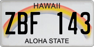 HI license plate ZBF143