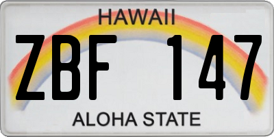 HI license plate ZBF147