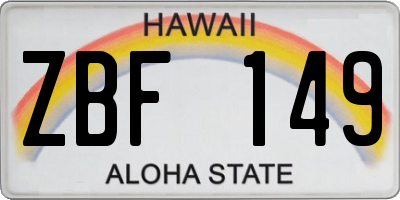 HI license plate ZBF149