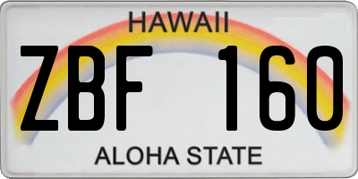 HI license plate ZBF160
