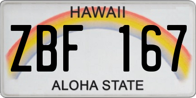 HI license plate ZBF167