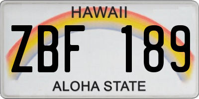 HI license plate ZBF189