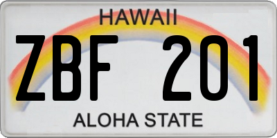 HI license plate ZBF201
