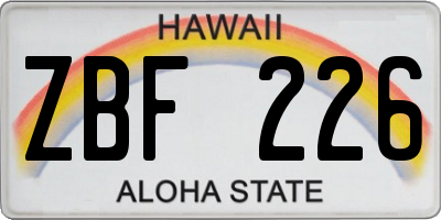 HI license plate ZBF226