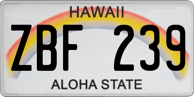 HI license plate ZBF239