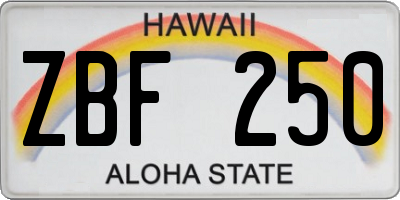 HI license plate ZBF250