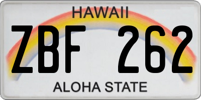 HI license plate ZBF262