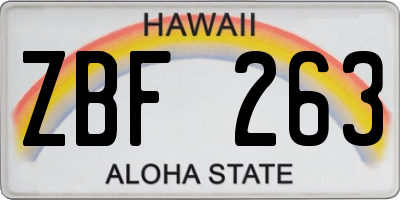 HI license plate ZBF263