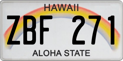 HI license plate ZBF271