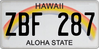 HI license plate ZBF287
