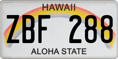 HI license plate ZBF288