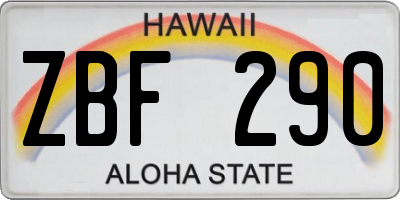 HI license plate ZBF290