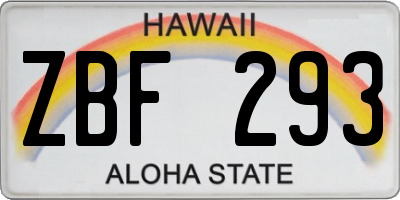 HI license plate ZBF293