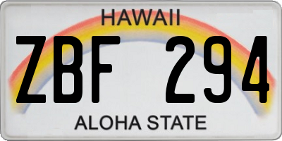 HI license plate ZBF294