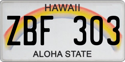 HI license plate ZBF303