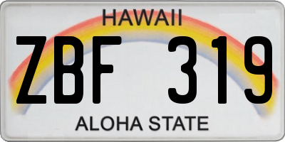 HI license plate ZBF319