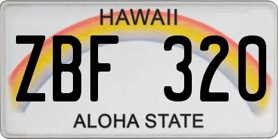 HI license plate ZBF320