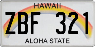 HI license plate ZBF321