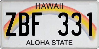 HI license plate ZBF331
