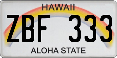 HI license plate ZBF333