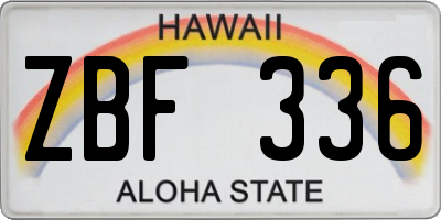 HI license plate ZBF336