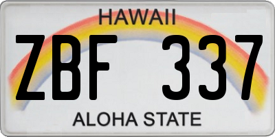 HI license plate ZBF337