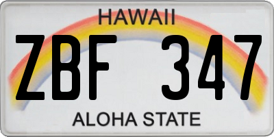 HI license plate ZBF347