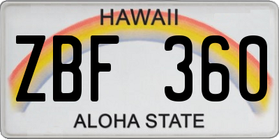 HI license plate ZBF360