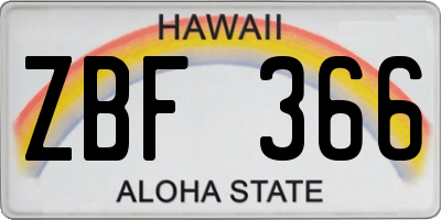 HI license plate ZBF366