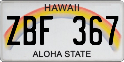 HI license plate ZBF367