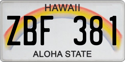 HI license plate ZBF381