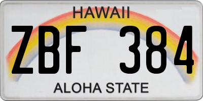 HI license plate ZBF384