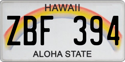 HI license plate ZBF394