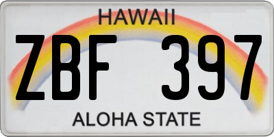 HI license plate ZBF397