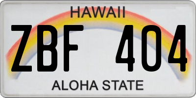HI license plate ZBF404