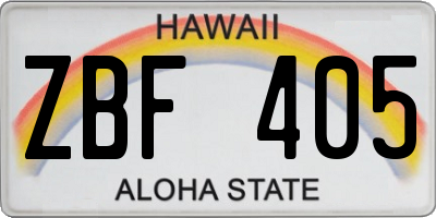 HI license plate ZBF405