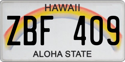 HI license plate ZBF409