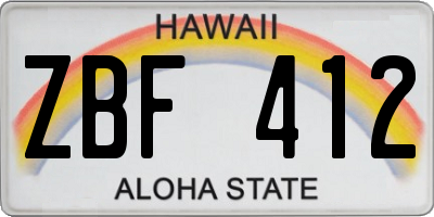 HI license plate ZBF412
