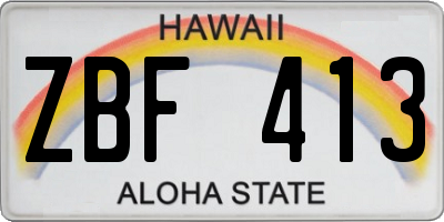 HI license plate ZBF413
