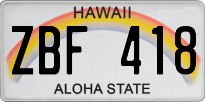 HI license plate ZBF418