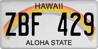 HI license plate ZBF429