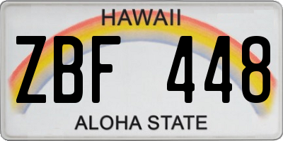 HI license plate ZBF448