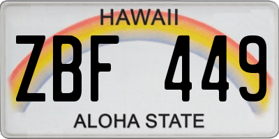 HI license plate ZBF449