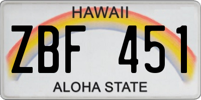 HI license plate ZBF451
