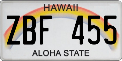 HI license plate ZBF455