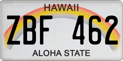 HI license plate ZBF462